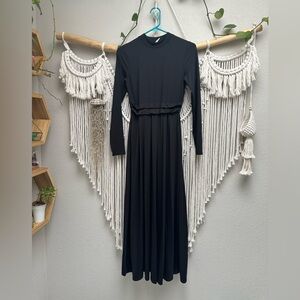 HALARA Mock-neck Long Sleeve Pocket Flare Maxi Casual Dress